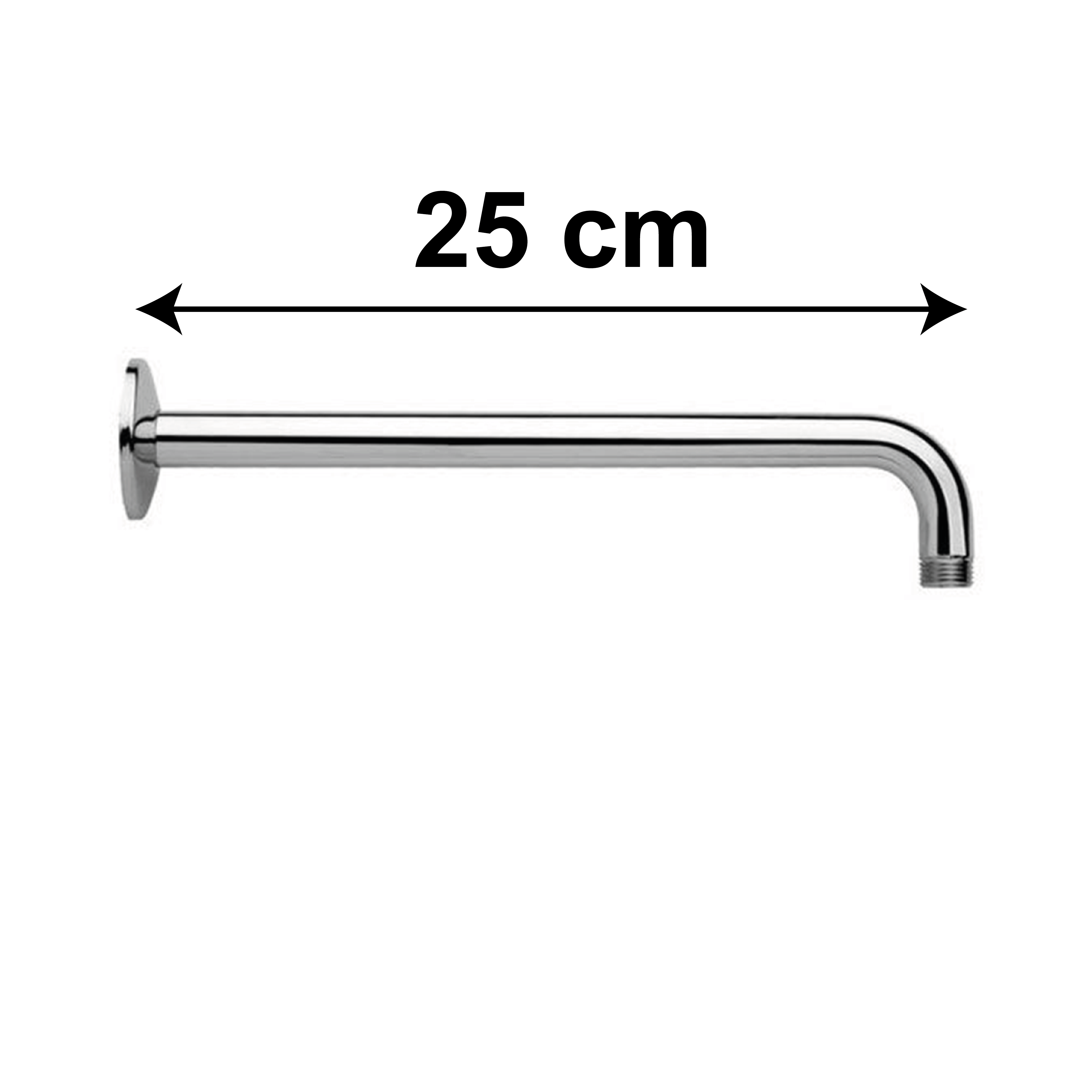 Bras de douche rond de 250 mm pour pommeau de douche avec rosace chromée