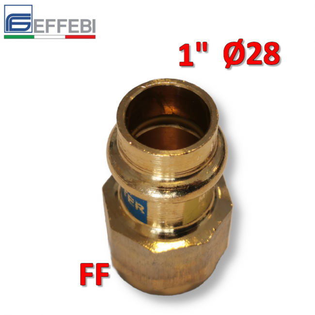Raccord droit en bronze femelle 1'' x Ø 28 mm - Raccord en cuivre à pression UNIQUE pour eau et gaz