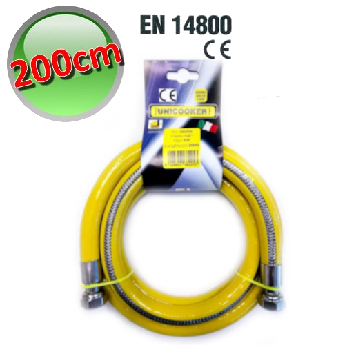 Steel flexible hose for methane gas F - F - 200 cm compliant with UNI EN 14800