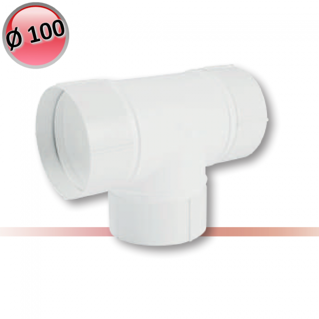 Raccord en T avec sortie ronde Ø 100 mm pour conduit circulaire - Hotte de cuisine VMC