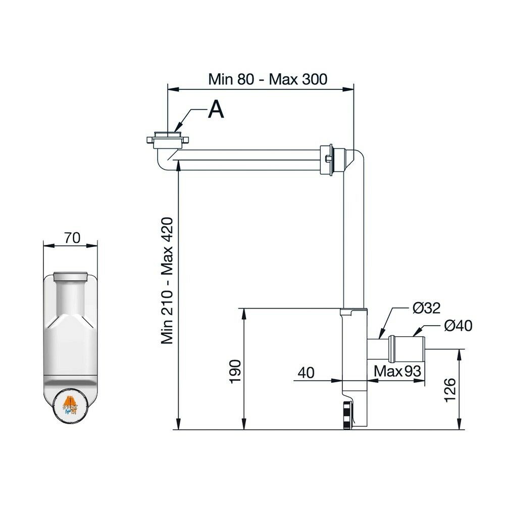 SIPHON DE SALLE DE BAIN GAIN DE PLACE NT SPACE LAVIER 1 1/4