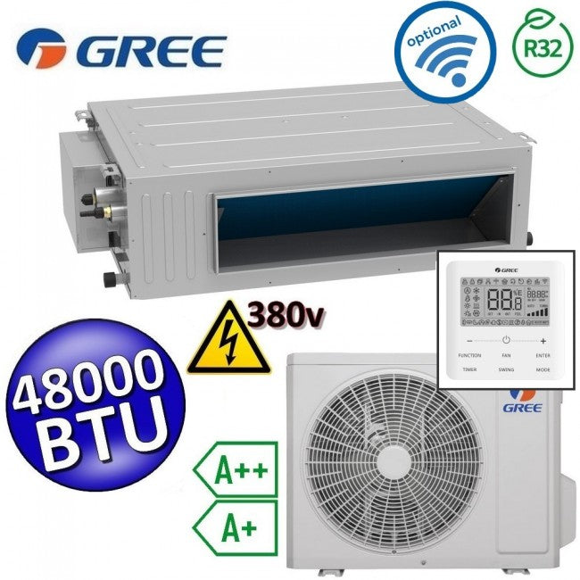 Climatiseur monobloc Gree R32 48 000 BTU 380 V A++ A+ avec commande U-MATCH 6 incluse et Wi-Fi intégré