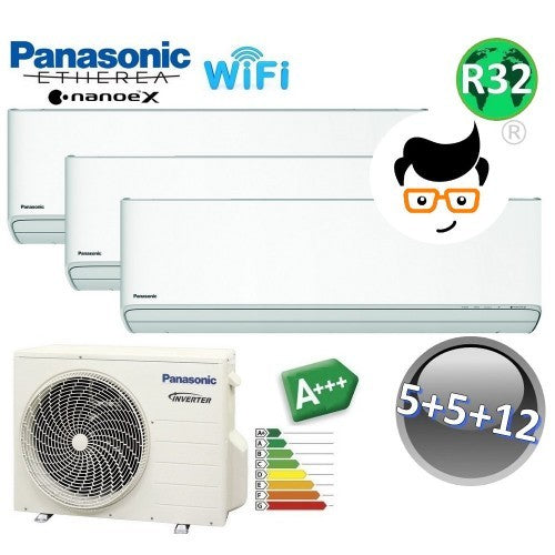 Climatiseur split ETHEREA R32 Panasonic série ZKE (essai) - 5000+5000+12000 BTU A+++ WIFI NanoeX