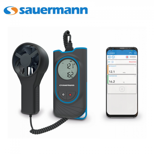 SAUERMANN Si-VV3 - Thermomètre et anémomètre sans fil à hélice avec sonde à ventilateur