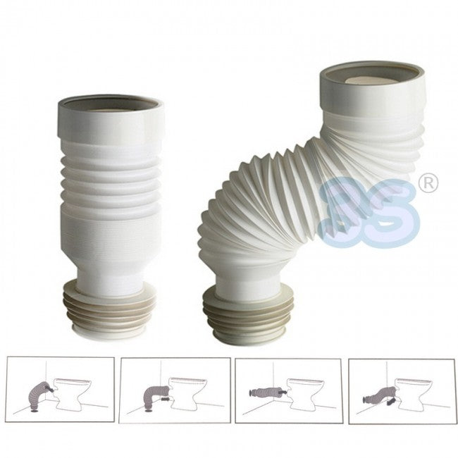 Tuyau flexible extensible de 25 à 53 cm pour le raccordement à l'évacuation des toilettes