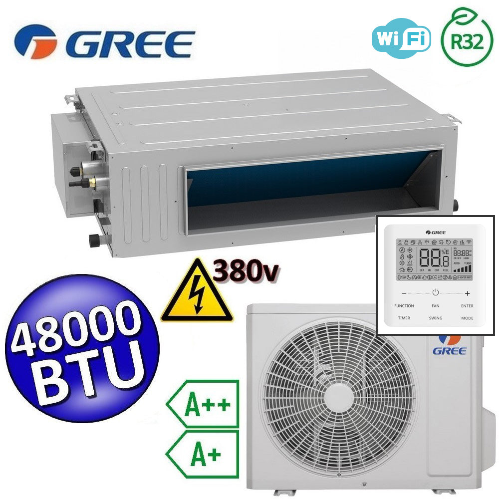 Gree R32 48000 BTU 380V A++ Single-Duct Air Conditioner with A+ U-MATCH 6 Control included