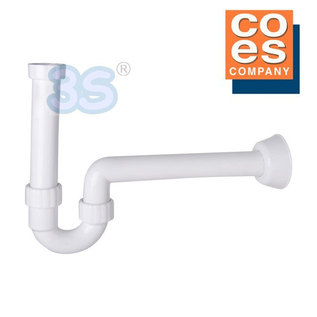 Siphon COES en plastique PP blanc pour évier, raccord 1-1/4 x 40 mm