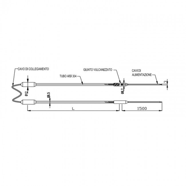 Résistance de dégivrage à double blindage 330 W x 2 x 1000 mm pour évaporateurs 220 V