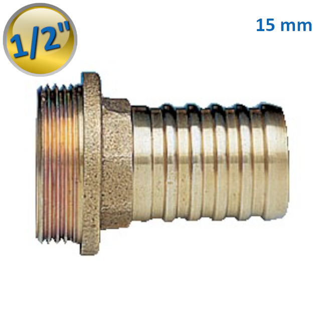 H0523 - Raccord de tuyau de type Roma 1/2" M x 15 mm, sablé. - Enolgas