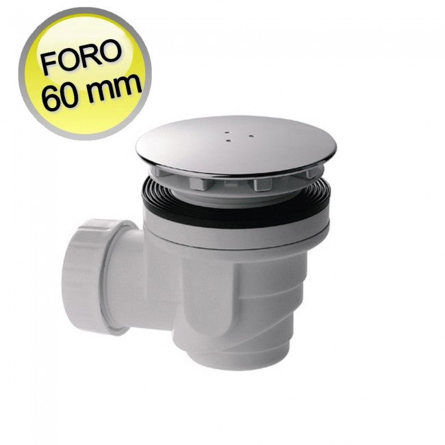 Bonde de receveur de douche avec trou de 60 mm et grille chromée