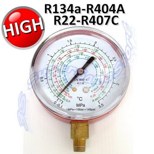 Manomètre haute pression pour gaz R404A, R134a, R407C et R22