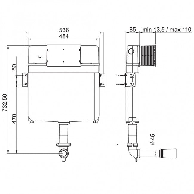 Réservoir intégré pour toilettes sur pied - UP 199 SCHWAB