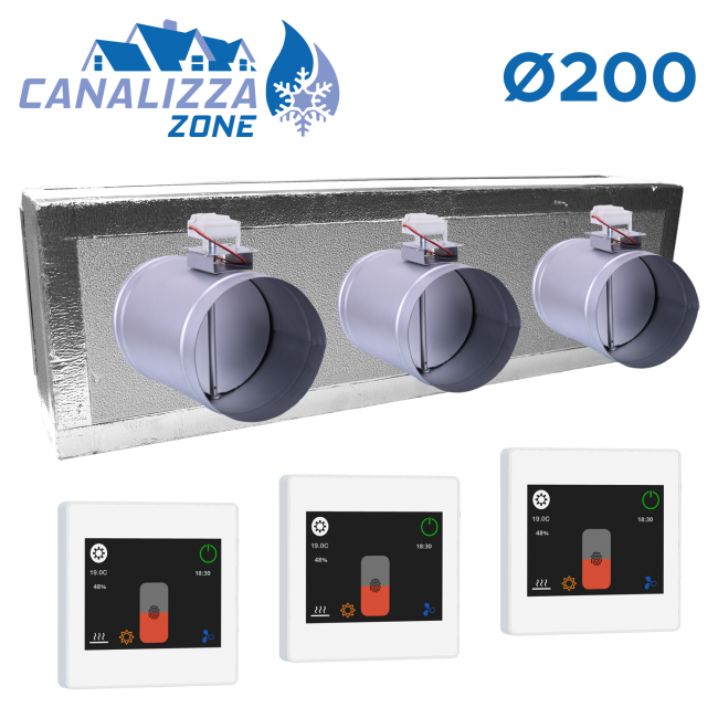CANALIZZA.ZONE 2.0 WiFi - Plénum motorisé pour distribution d'air 3 zones Ø 200 mm - C-TOTAL non inclus