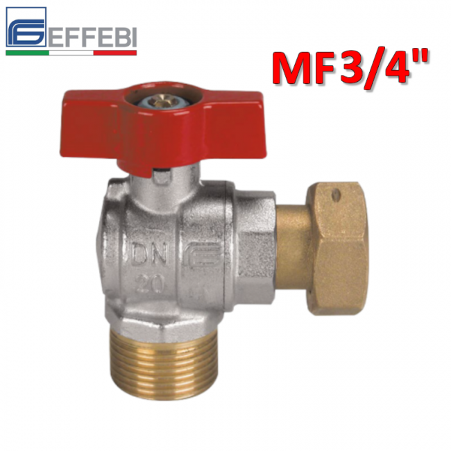 Vanne à bille ASTER ACS pour eau - mâle 3/4'' avec pivot femelle 3/4'' coudée