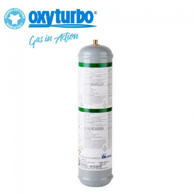 Bouteille d'argon jetable de 950 cm³ remplie à 110 bars pour MIGNON et MICRO