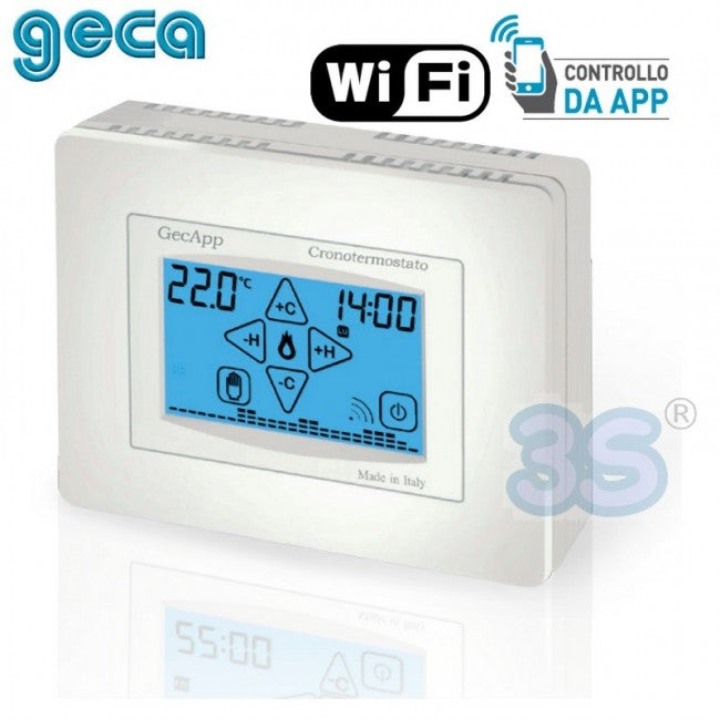 Chronothermostat hebdomadaire blanc Wi-Fi ADSL à écran tactile 230 V - GecApp Crono