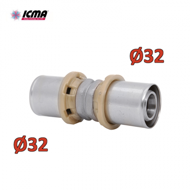 ICMA 400 - Manchon de raccordement double droit 32x32 - Raccord à pression SEMPITER®