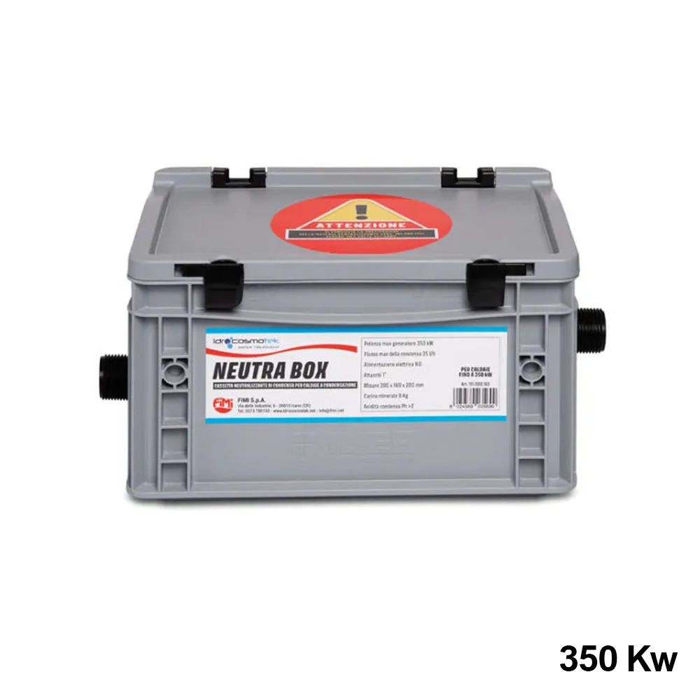 Neutral housing for condensate neutralizer for condensing boilers up to 350 kW