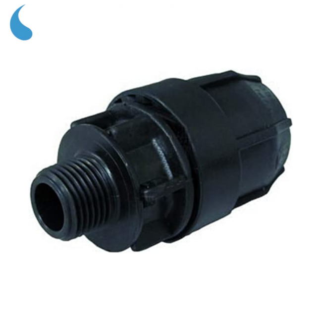 Compression fitting Ø 63 mm x 2'' - male threaded polypropylene screw-on