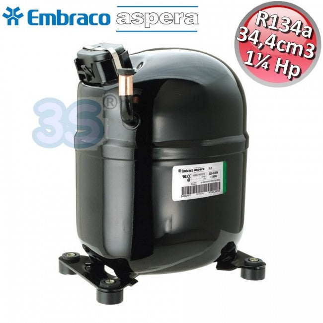 R134A CSR Gas Compressor - 1¼ Hp - 34.37 cm3 - Embraco Aspera NJ6226Z