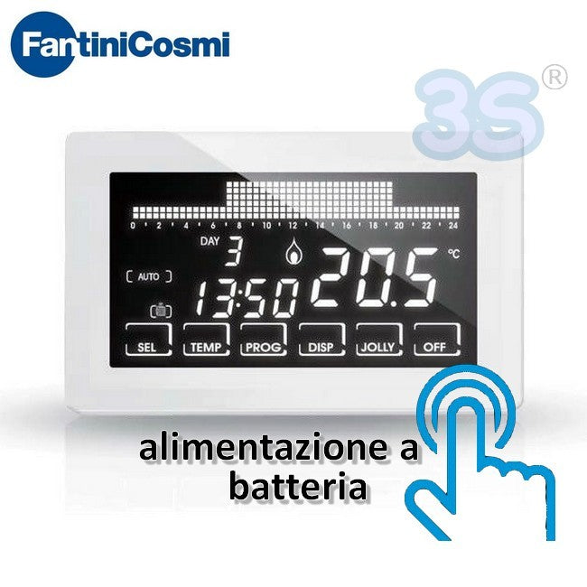 CH191B Ultra-slim touchscreen chronothermostat with weekly programming, battery-powered, Fantini Cosmi