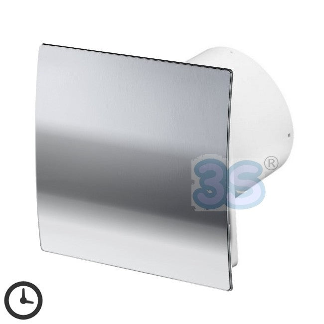Ventilateur extracteur d'air domestique Ø 100 mm avec minuterie - façade chromée polie