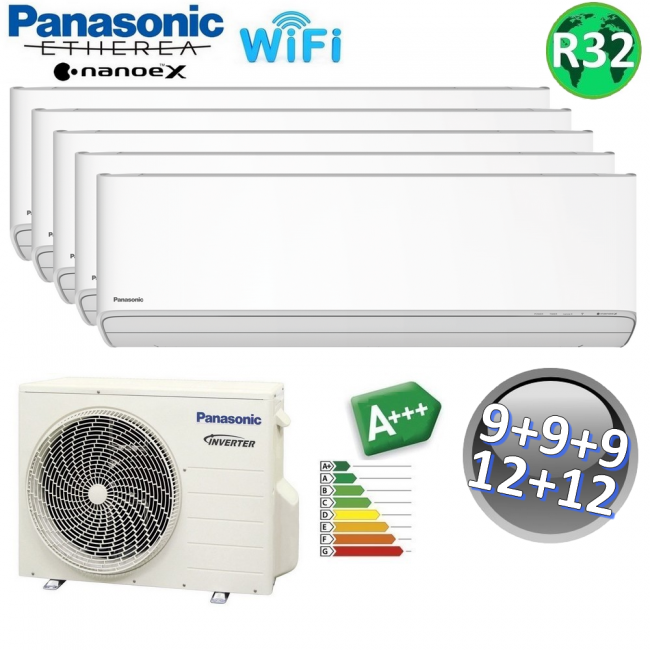 Climatiseur Panasonic ETHEREA R32 9+9+9+12+12 btu A+++ WIFI NanoeX penta split