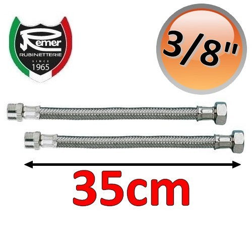 Pair of FLEXITALY 35cm water hoses - 3/8 male female