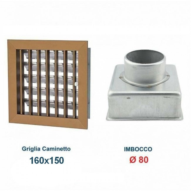 Ventilation Grille 16x15cm BRONZE 80mm Dia. with Chimney Adapter