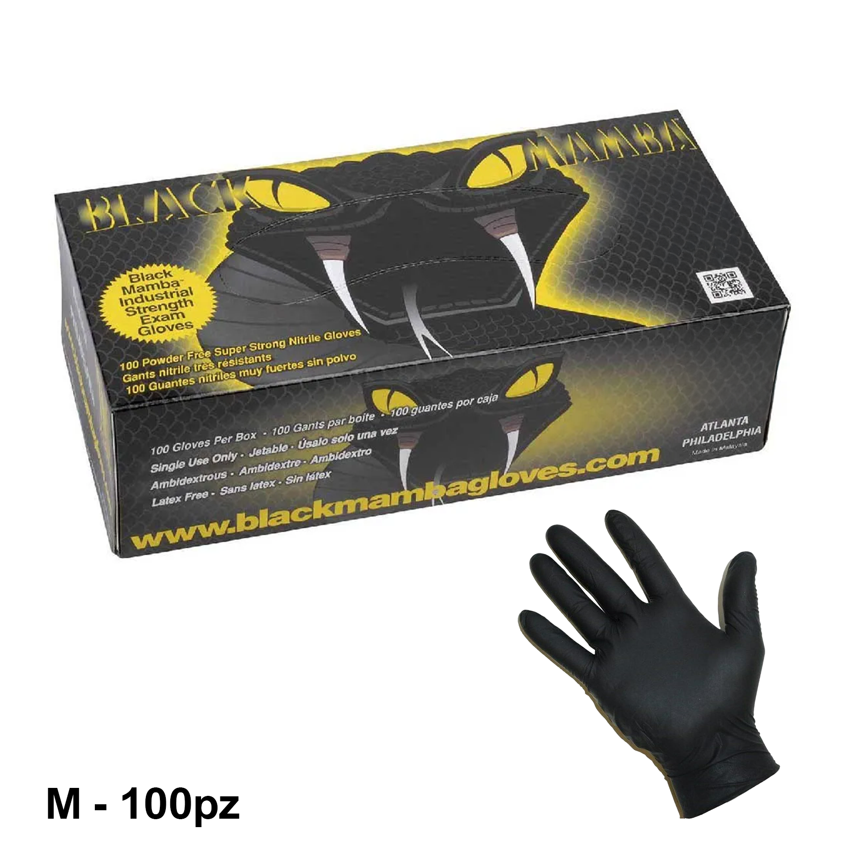 Gants en nitrile BLACK MAMBA, taille M - boîte de 100