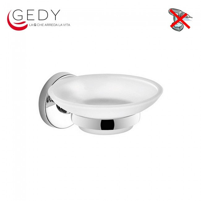 SOAP DISH IN STEEL AND SATIN-FINISH GLASS - FELCE GEDY FE11