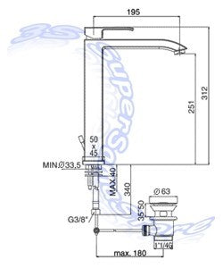 Mitigeur de lavabo allongé avec bonde clic-clac LEVEL 1''1/4" de Paffoni