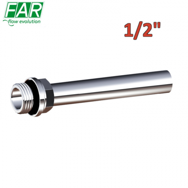 Tuyau en cuivre chromé 1/2'' complet avec raccord fileté 100 mm - FAR
