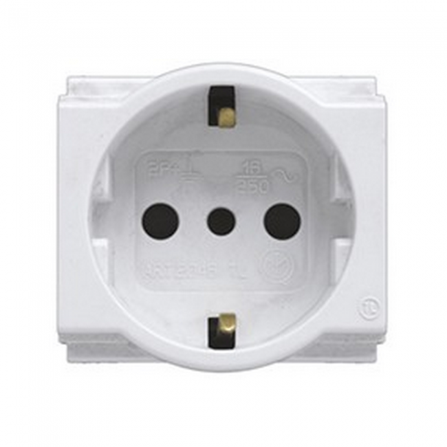 Prise de sécurité Unel 2P+T.Std It/D 10/16A blanche compatible avec Bticino Living Classic - Feb Elettrica