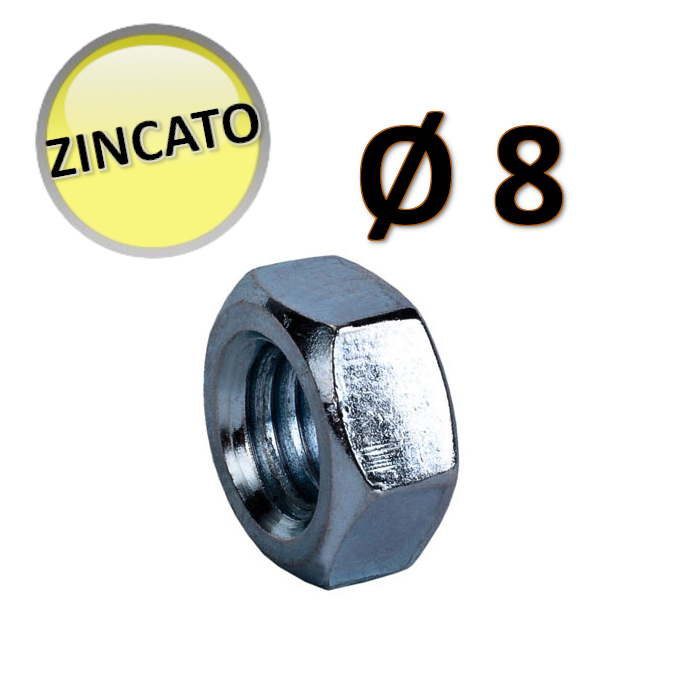SACHET DE 10 - Écrous hexagonaux M8 zingués - OTER