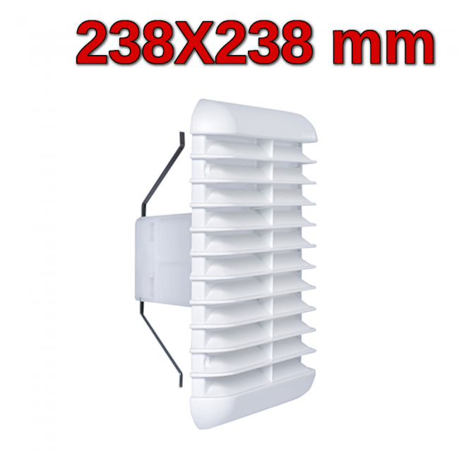 Grille d'aération de cuisine en plastique 238 x 238 mm avec ressort et maille