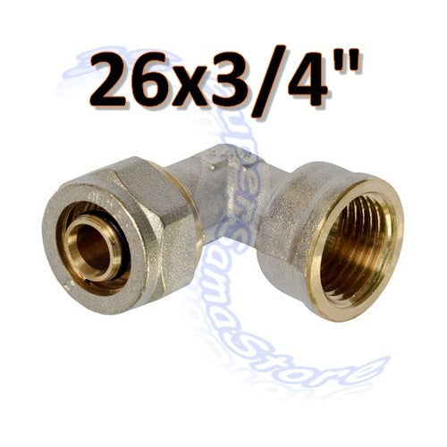 Coude femelle à visser multicouche à 90° 3/4'' x 26 mm