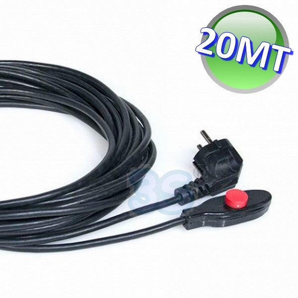 Câble chauffant NO FROST de 20 m, 15 W/m, avec prise et thermostat