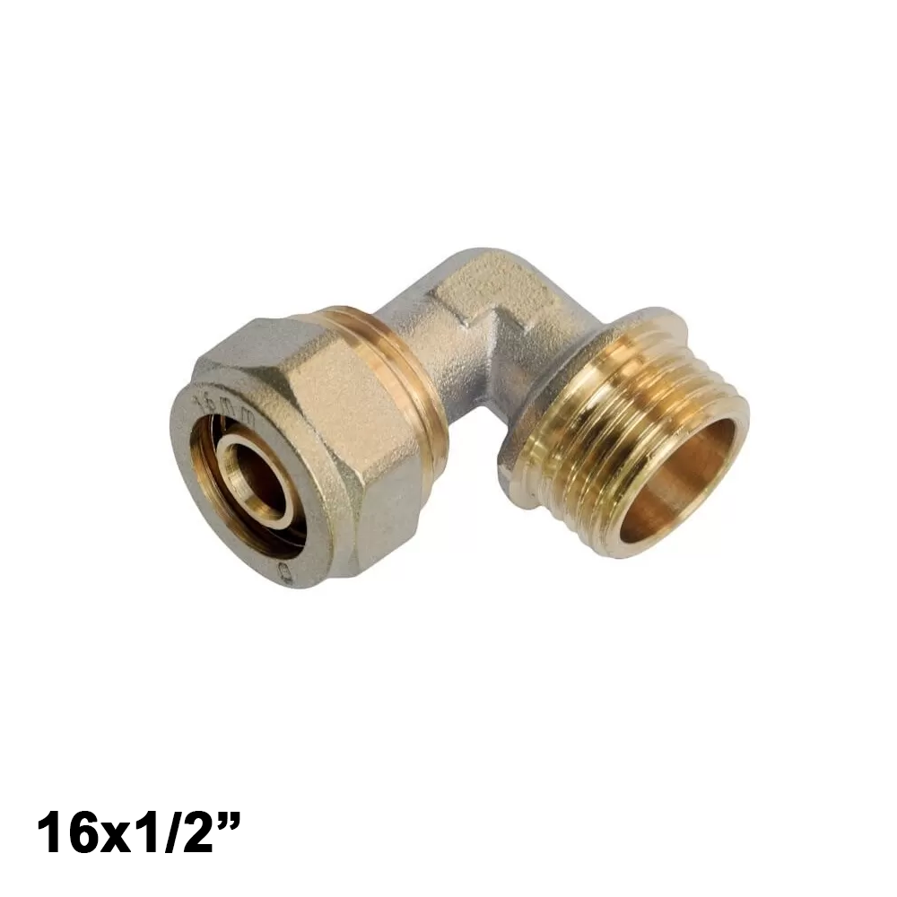 Vis multicouche - Coude à 90° Filetage mâle 16 x 1/2