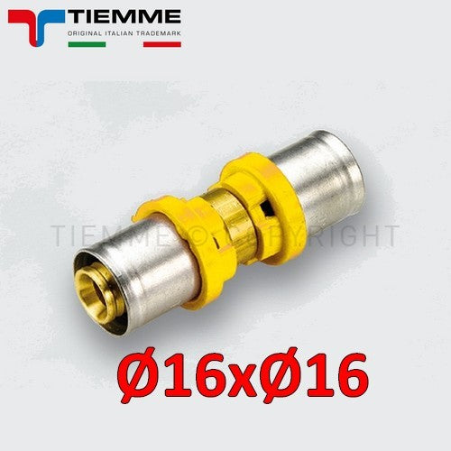 Tuyau de gaz multicouche - raccord droit à double joint et manchon Ø 16 mm