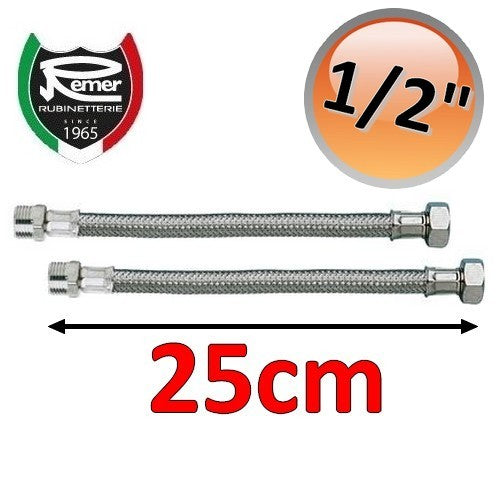 FLEXITALY 25cm Water Hose Pair - 1/2 Male Female