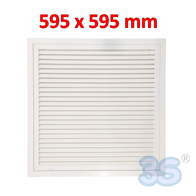 Grille d'admission d'air en aluminium blanc 595 x 595 mm avec filtre inclus - Ouverture par pression