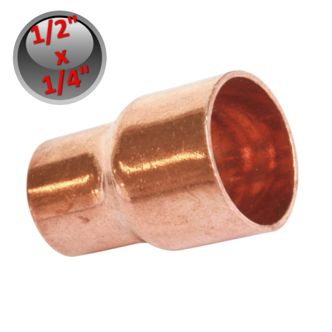 Raccord en cuivre réduit, à souder, mâle 1/2'' x femelle 1/4''