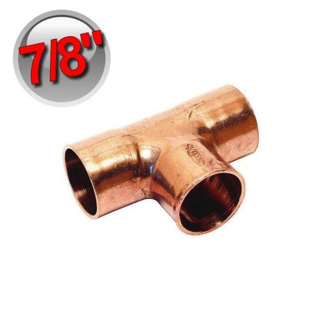 Raccord en T en cuivre FFF 7/8'' - 22,23 mm pour soudure