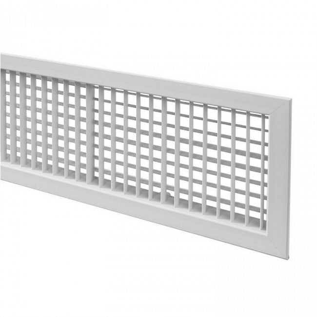Buse de sortie d'air en aluminium blanc - 600 x 100 mm avec double rangée d'ailettes mobiles