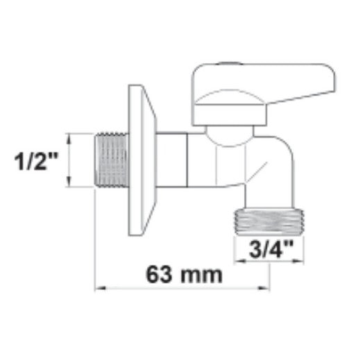 Robinet de machine à laver Rallongeto Ball 1/2'' x 3/4'' chromé