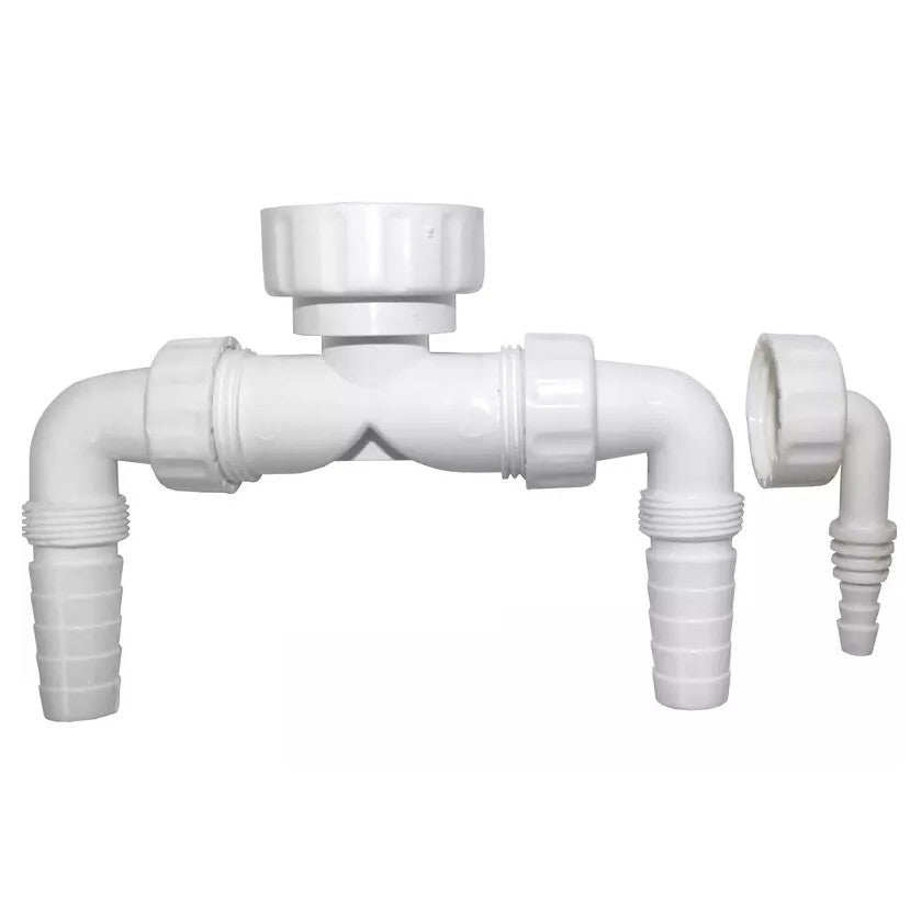 Raccord de vidange double avec 2 connexions de 1 pouce pour lave-linge, sèche-linge, climatiseurs et chaudières