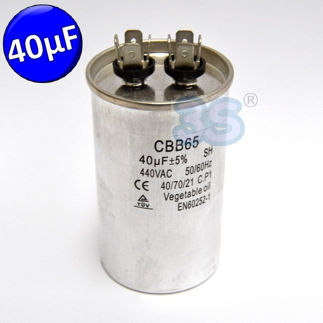 Condensateur universel à fil métallique 40 µF - 440 Vca - 50/60 Hz