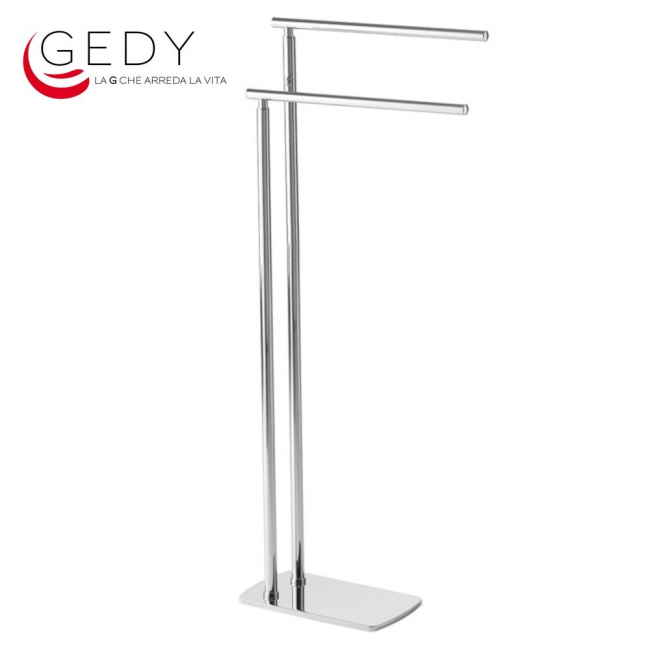 Double towel rail floor lamp - FLORIDA 733113 GEDY - in chrome-plated brass and steel