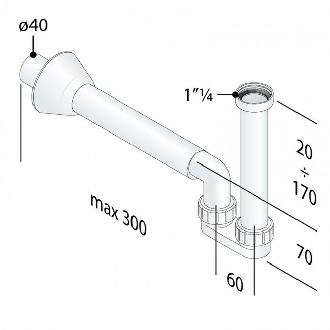 Siphon en plastique blanc pour bidets 1,5" - TEA Mosquito